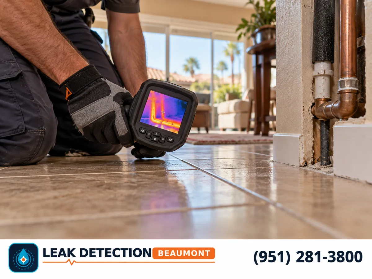 Side view: thermal camera checking temperature differences across a home's floor.