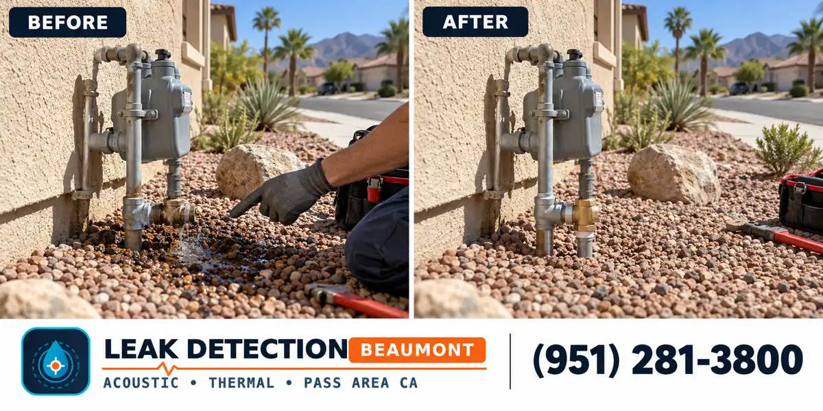Banning, CA: same scene before detection and after targeted repair.
