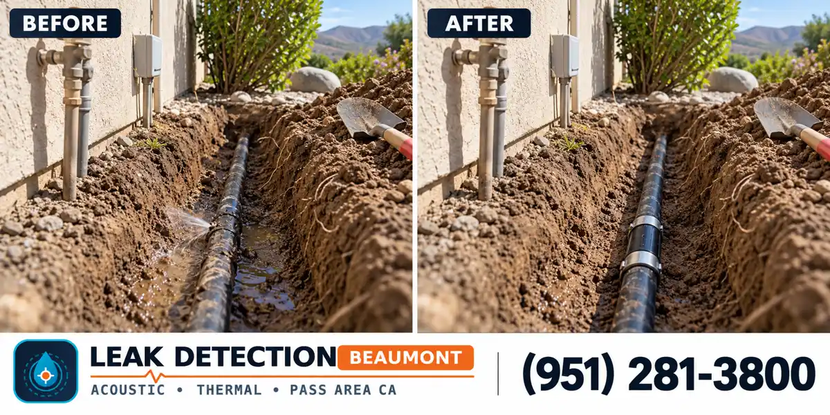 Cherry Valley, CA: same scene before detection and after targeted repair.