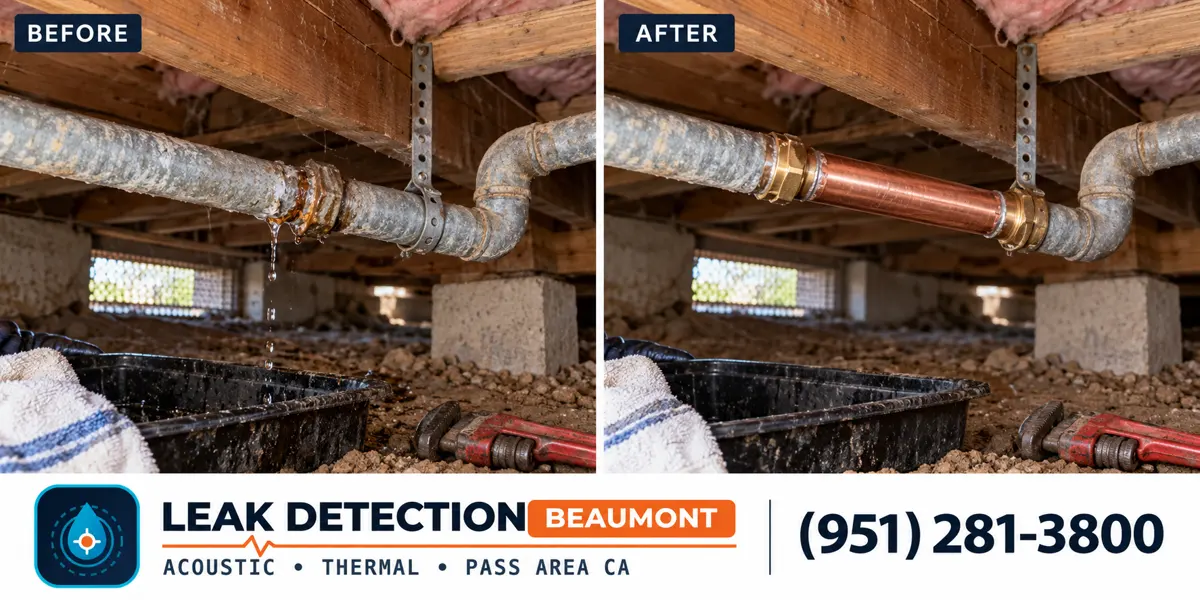 Old Town Beaumont: same scene before detection and after targeted repair.