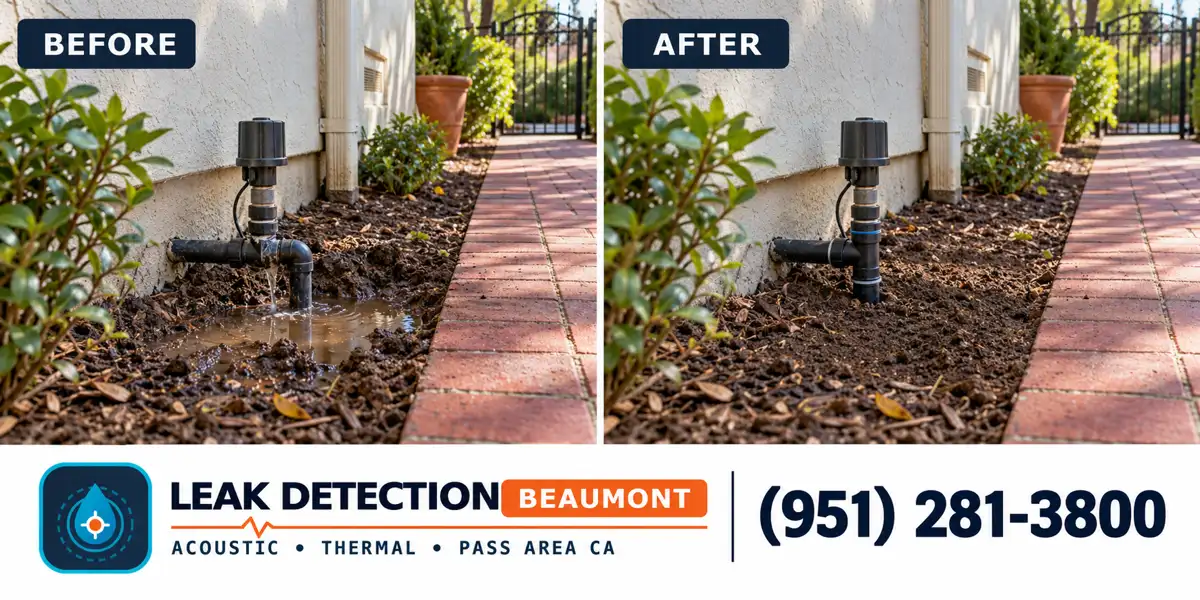 Redlands, CA: same scene before detection and after targeted repair.