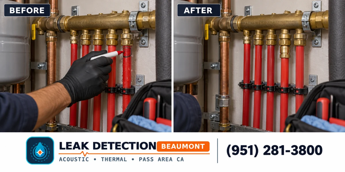 HOA, Condo and Community Leak Detection: same scene before detection and after targeted repair.