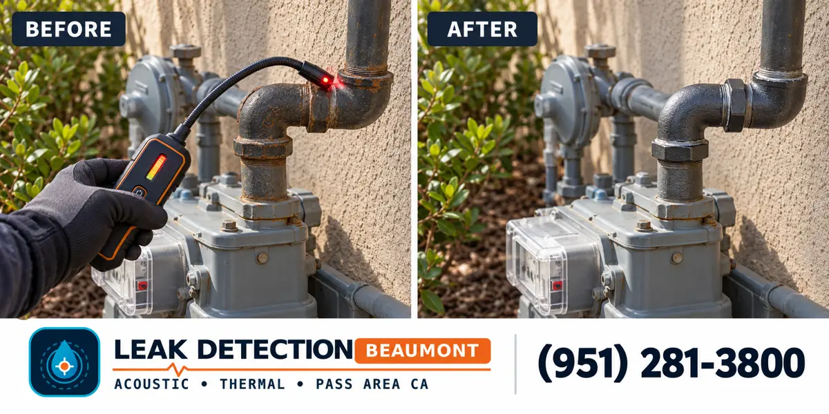 Gas Leak Detection: same scene before detection and after targeted repair.
